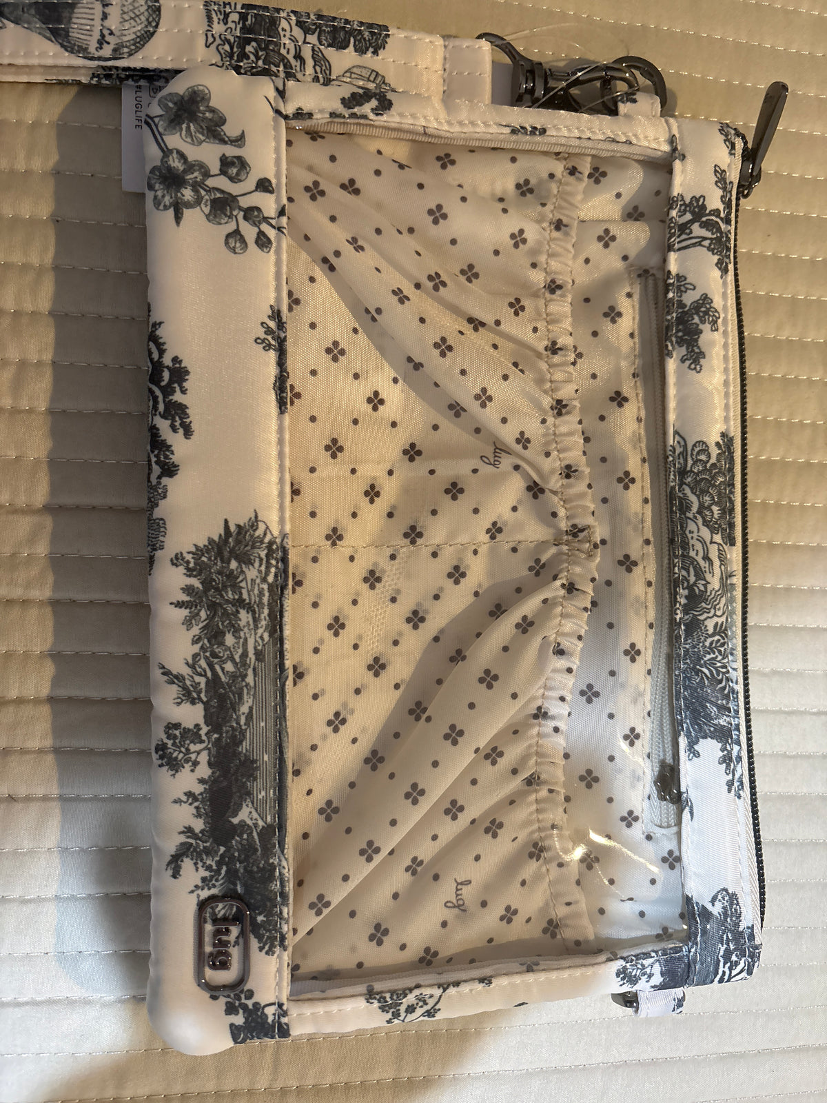 Lug Clearview Ziplet Pouch Navy Toile Clear Travel Make Up Bag New With Tags