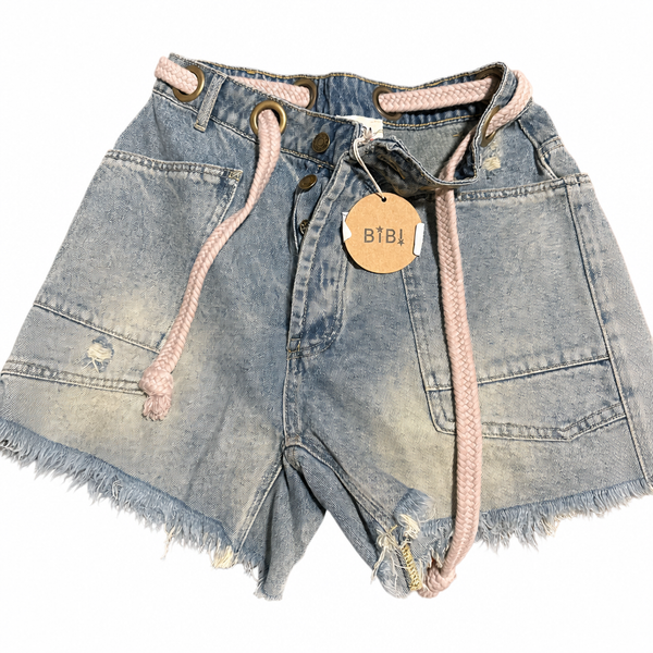 Oriana Braided Belt Denim Shorts — Size M, New with Tags