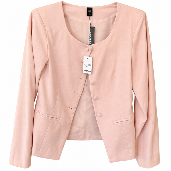 boohoo Baby Pink Cinched Barrel Sleeve Blazer — Size M, New With Tags