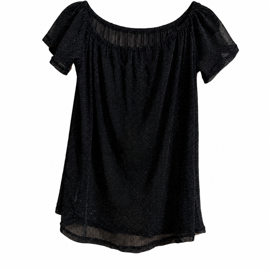 Rebel Raven Black Shimmer Mesh Off-Shoulder Top — Size M, New Without Tags