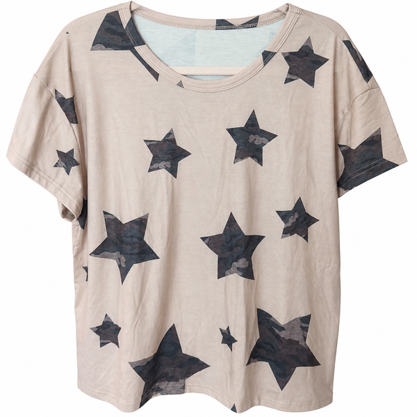 Khaki Camo Star Print Lounge Set — Size M, New Without Tags