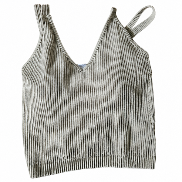 Zenana Grey Ribbed Seamless Reversible Tank Top — Size S/M, New Without Tags