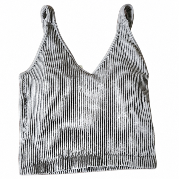 Zenana Grey Ribbed Seamless Reversible Tank Top — Size S/M, New Without Tags