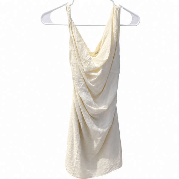 MIKA & GALA Textured Ivory One-Shoulder Mini Dress — Size M, New With Tags