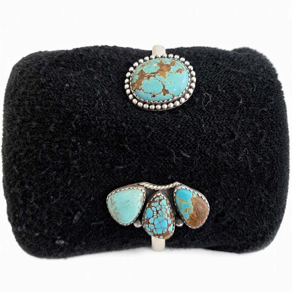 Handmade Sterling Silver Number 8 Turquoise Cuff Bracelet, Signed Nizhoni