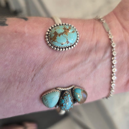 Handmade Sterling Silver Number 8 Turquoise Cuff Bracelet, Signed Nizhoni