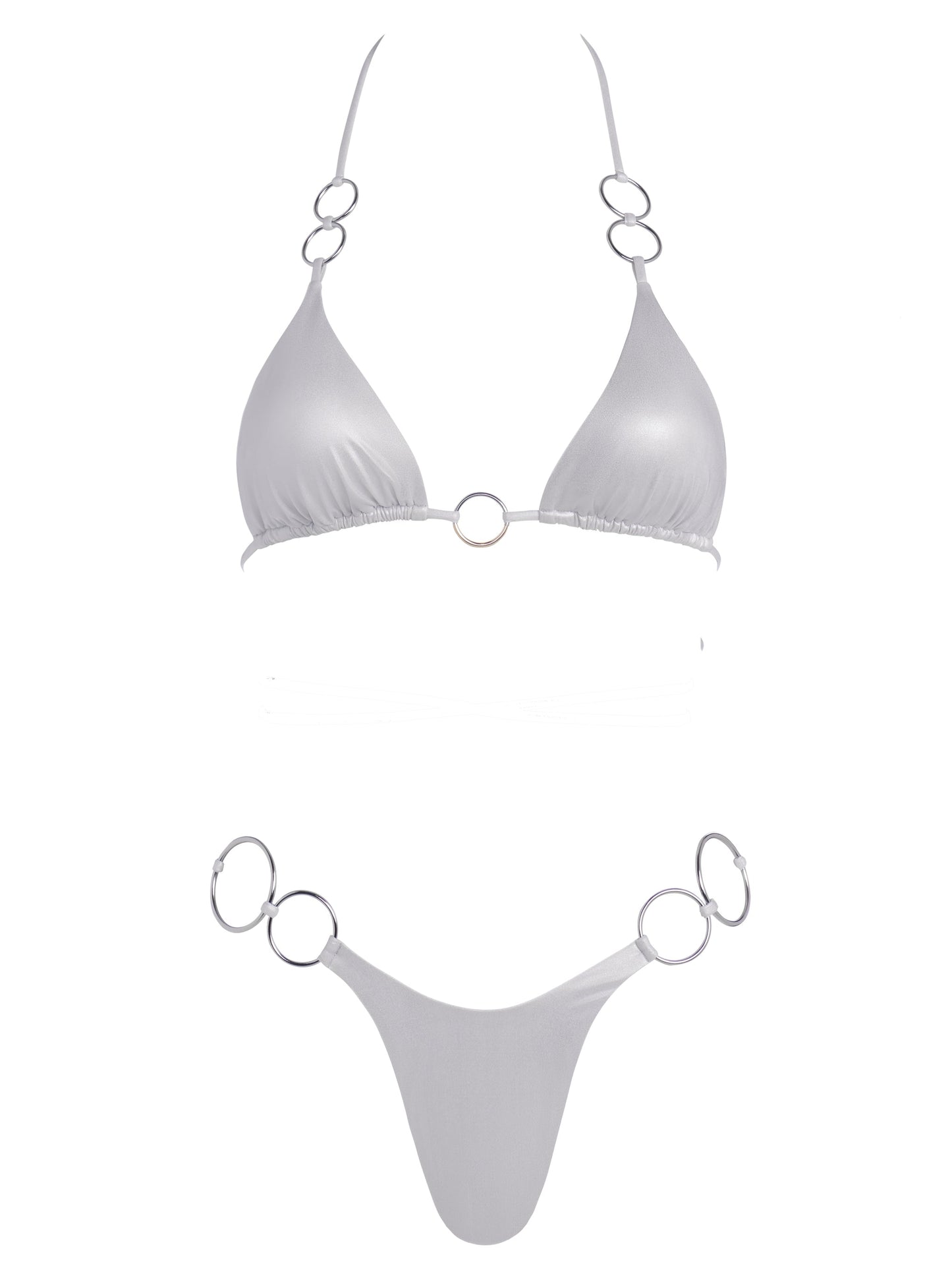 Galaxy Simple Padded Triangle Top with Metal Rings - SilverMetallic / MSilverMetallic / M (NWT)