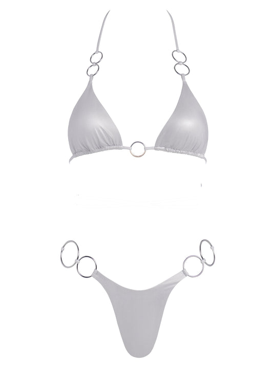 Galaxy Simple Padded Triangle Top with Metal Rings - SilverMetallic / MSilverMetallic / M (NWT)