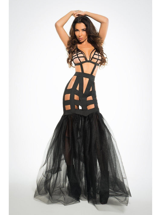 fantasy mermaid dress with tulle tail - Medium - Black / MBlack / M (NWT)