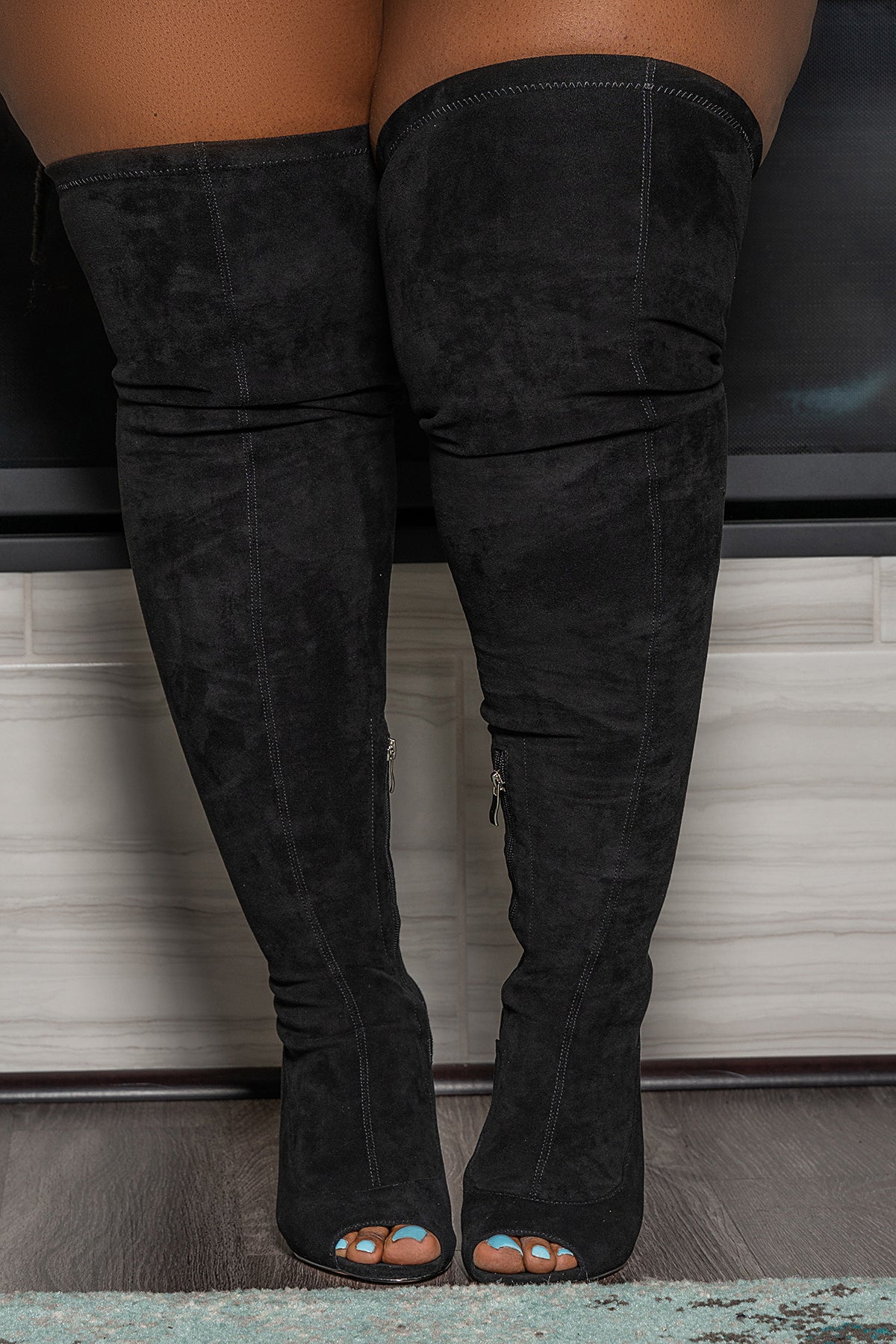 PRE ORDER "Myra" Over the Knee Boots Suede - Black - 1010 (NWT)