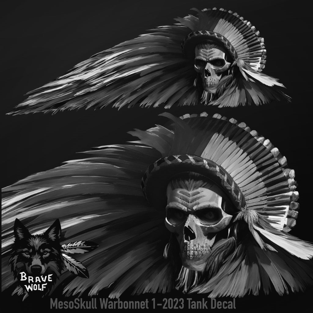 MesoSkull Warbonnet 2023 - Universal Tank Decal-BW - Black & White / Matte FinishBlack & White / Matte Finish (NWOT)