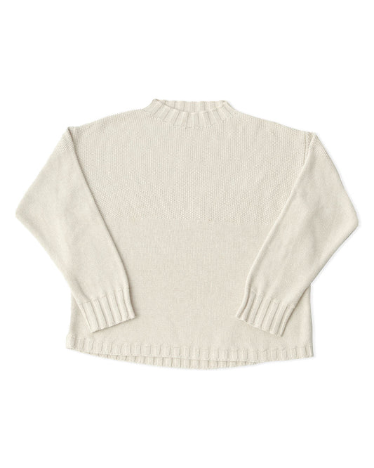 Cotton fisherman funnel neck sweater in canvas color