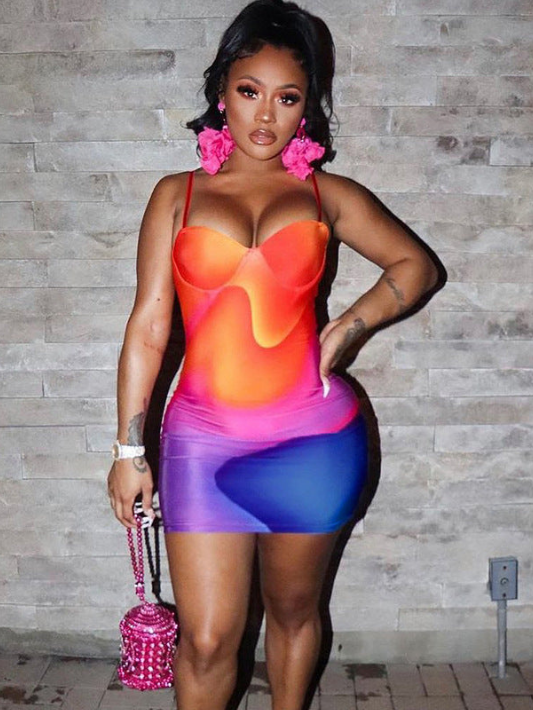 Exotic Touch Abstract Bodycon Mini Dress - ABSTRACT / LABSTRACT / L (NWOT)