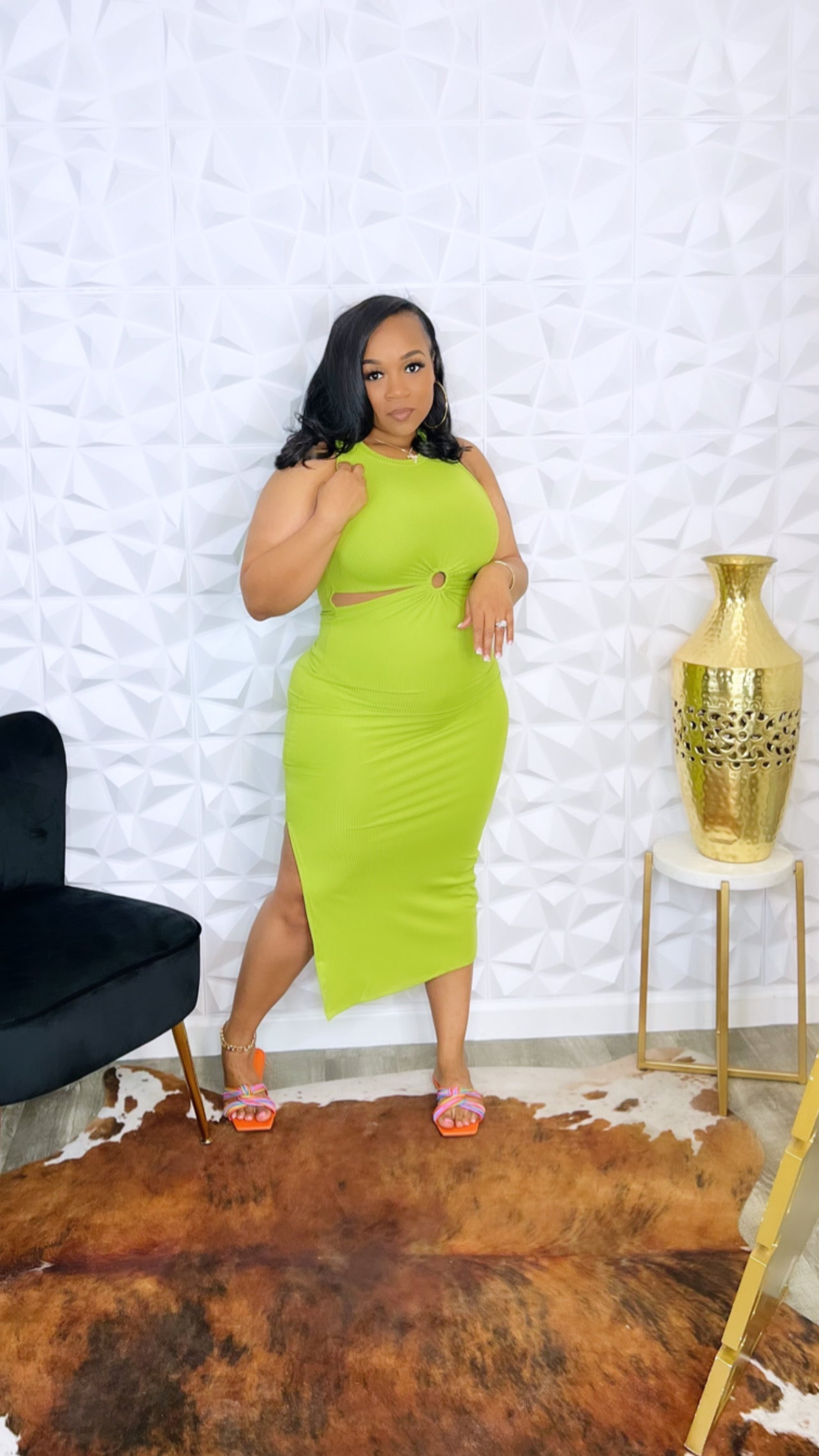 Center of Attention Dress- Lime - XLXL (NWOT)