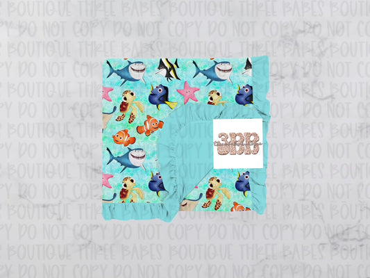 Preorder ends 5/25 - Fish Are Friends - Blanket / Ruffle 60x60Blanket / Ruffle 60x60 (NWT)