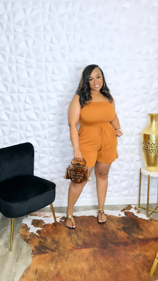 Smocked Tube Top Romper- Almond - SmallSmall (NWOT)