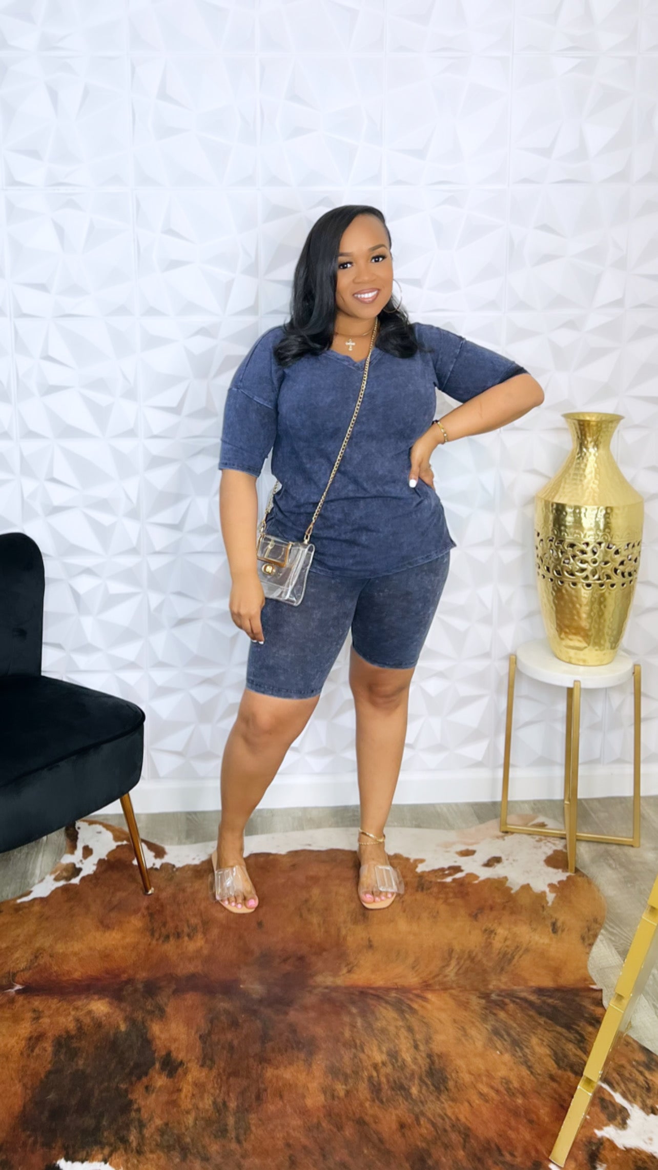 Mineral Washed Short Set- Blue Grey - SmallSmall (NWOT)