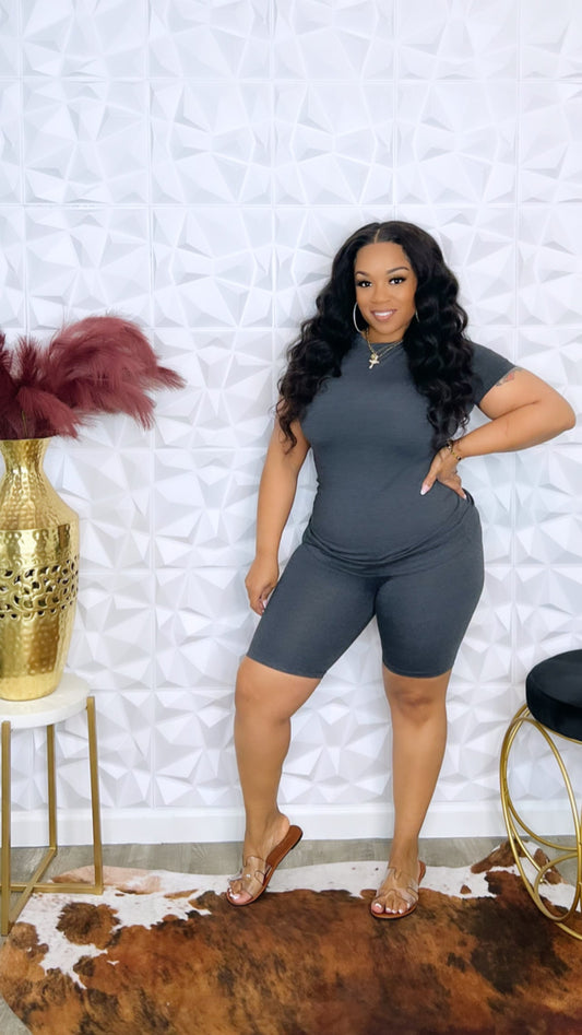 Basic Biker Short Set- Charcoal - SmallSmall (NWOT)