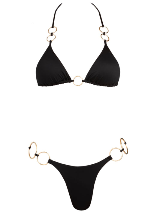 Girl on Fire Black Simple Top with Center Ring - Black / XSBlack / XS (NWT)